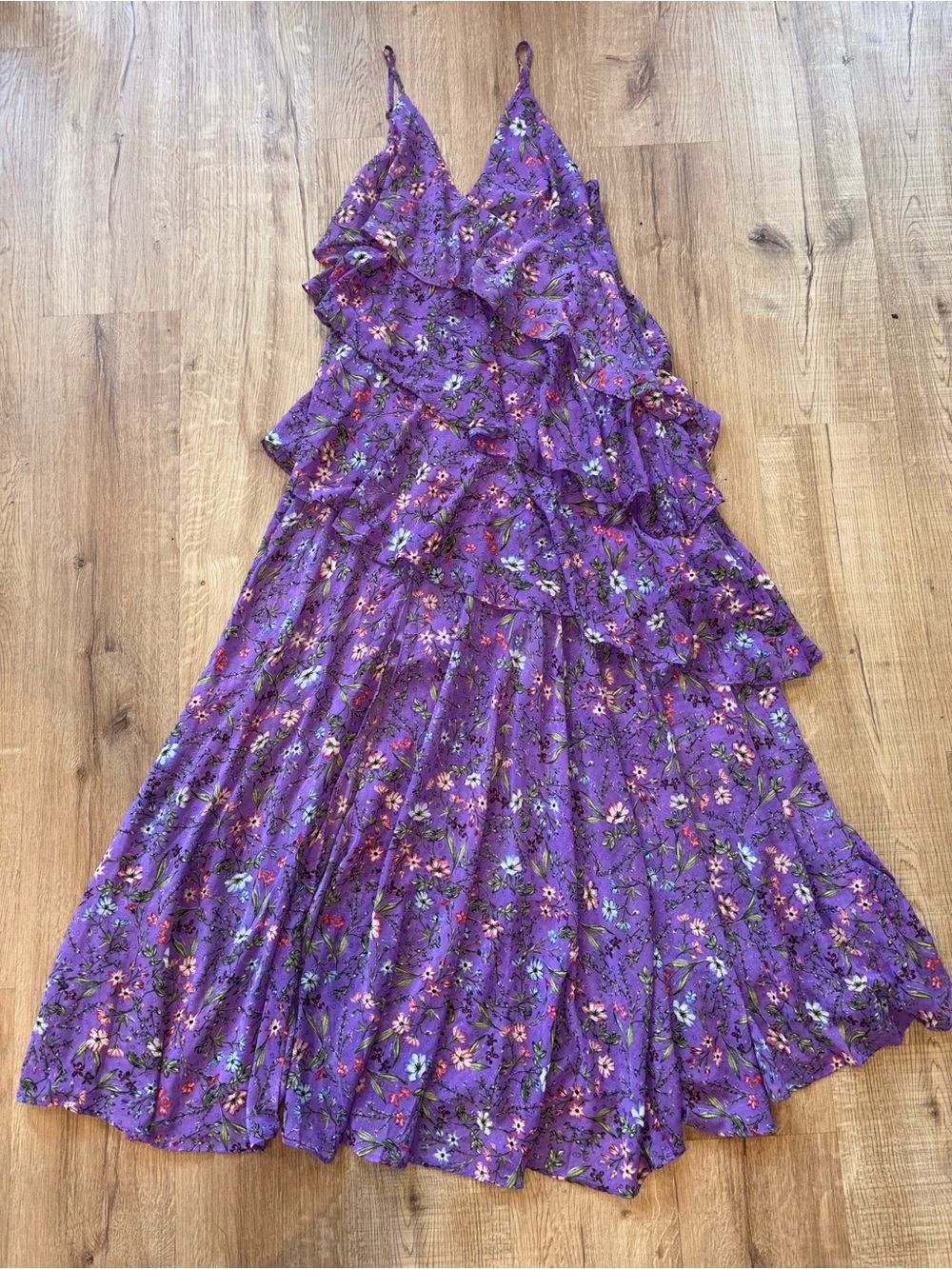 Astr Purple Floral Ruffle Tiered Maxi Dress
